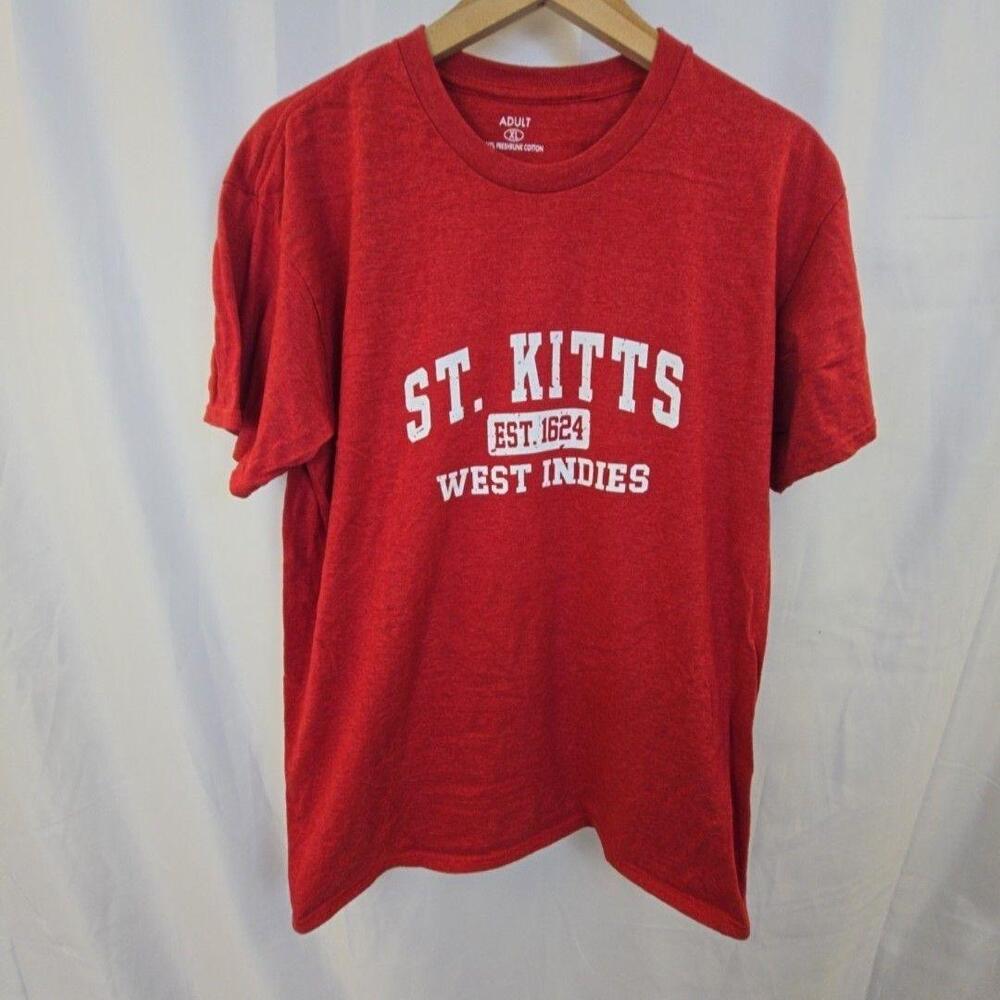 St Kitts Shirt Mens XL Red West Indies Graphic Tee Caribbean Travel Souvenir